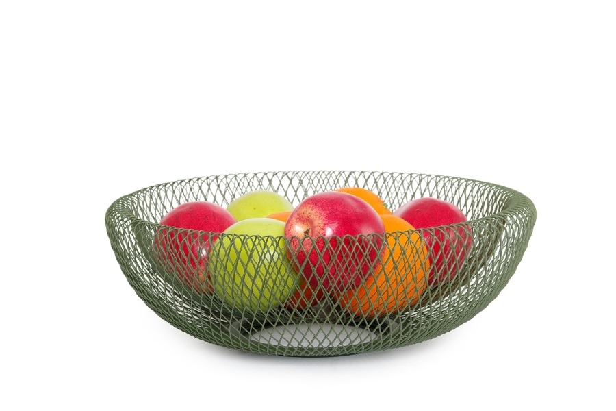 Hikui Shallow Metal Fruit Bowl (Olive Green)Hikui Shallow Metal Fruit Bowl (Olive Green)