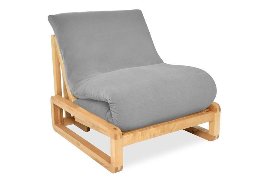 Loop - Single Seater Birch Sofa Bed - Handloom Cloud Grey