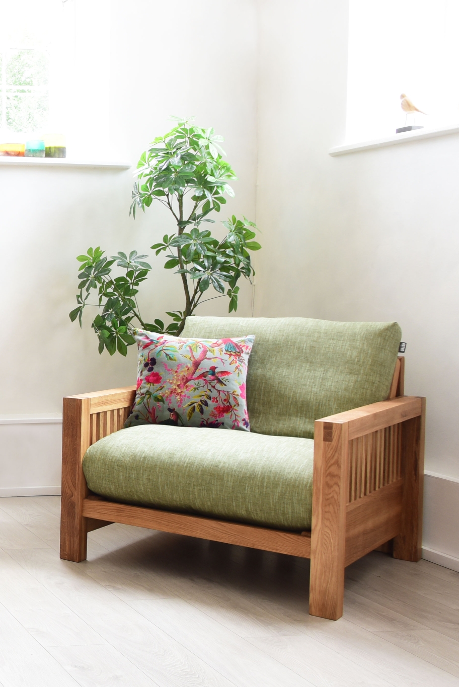Oke - Single Seater Oak Sofa Bed - Lifestyle