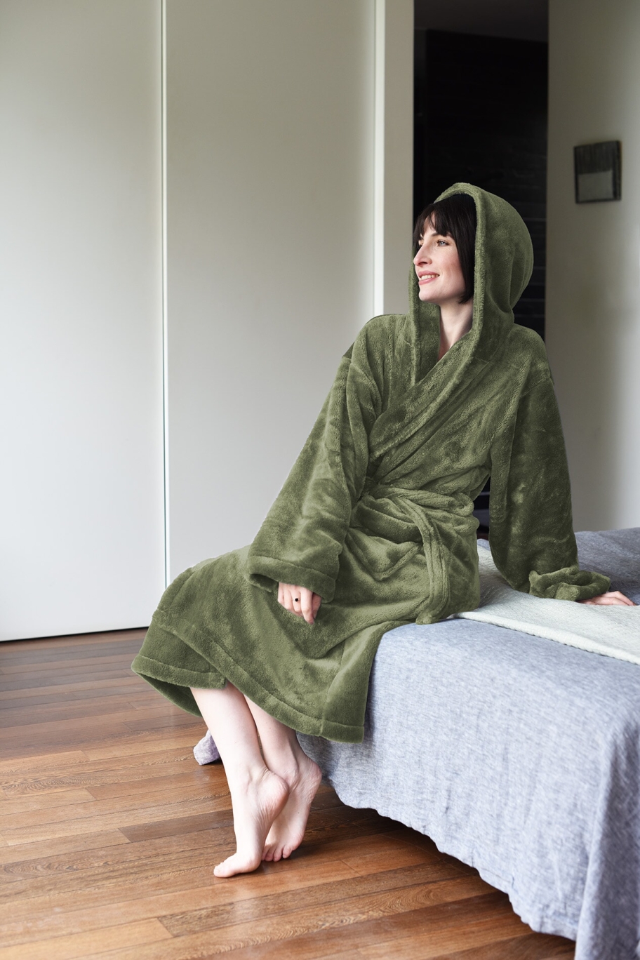 FC Deep Fleece Bathrobe Deep Olive