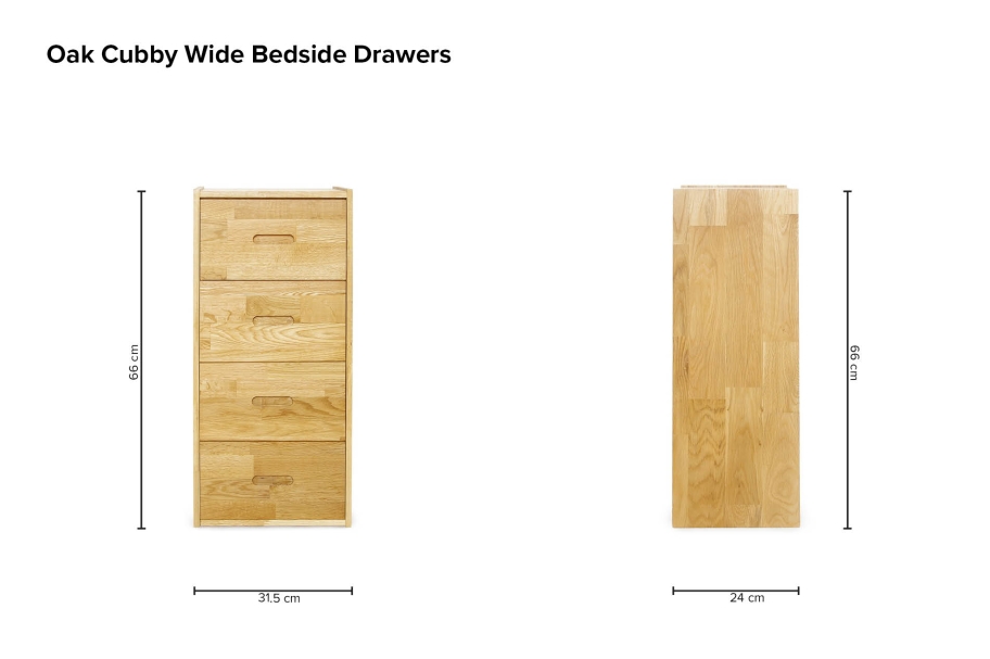 Oak Cubby Wide Bedside Drawers