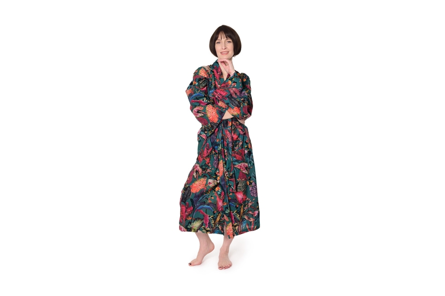 Tropical Cotton Robe (Dark Teal)