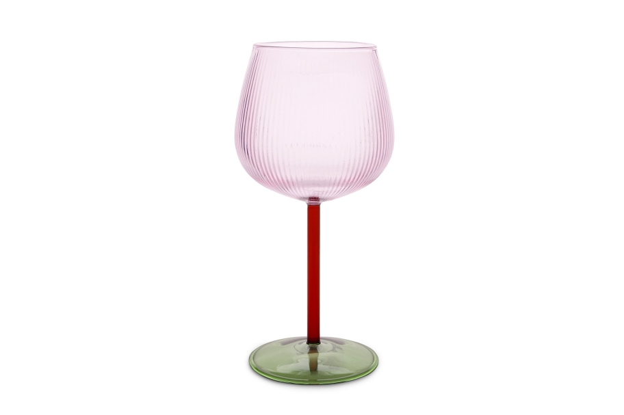 FC Rapallo Wine Glass Pink Amber Olive Green