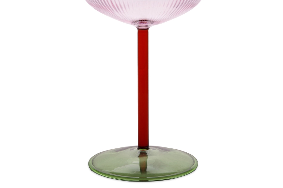 FC Rapallo Wine Glass Pink Amber Olive Green