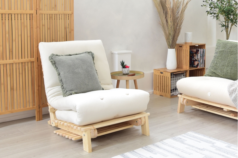 Titch - Single Seater Solid Pine Sofa Bed - Lifestyle