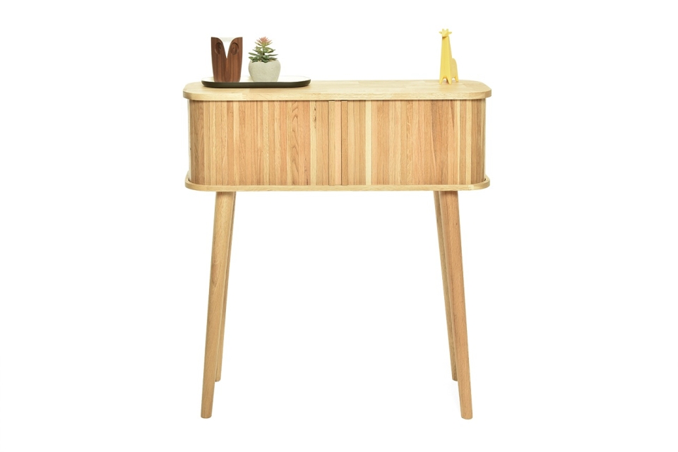 Oak Glide Tambour Storage Console Table Futon Company
