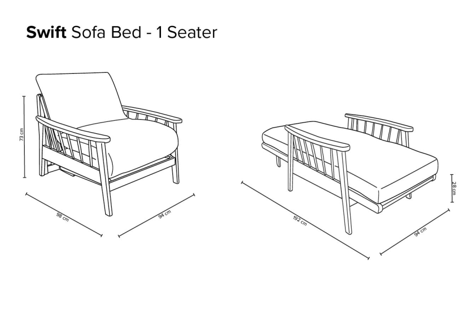 Single Swift Solid Oak Wood Sofa Bed | Futon Company