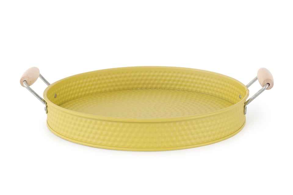 FC Metal Dots Tray With Wooden Handles Sauterne Large