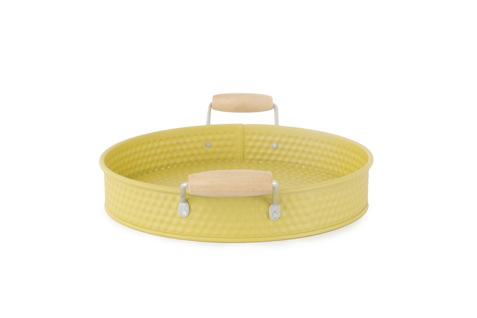FC Metal Dots Tray With Wooden Handles Sauterne Small