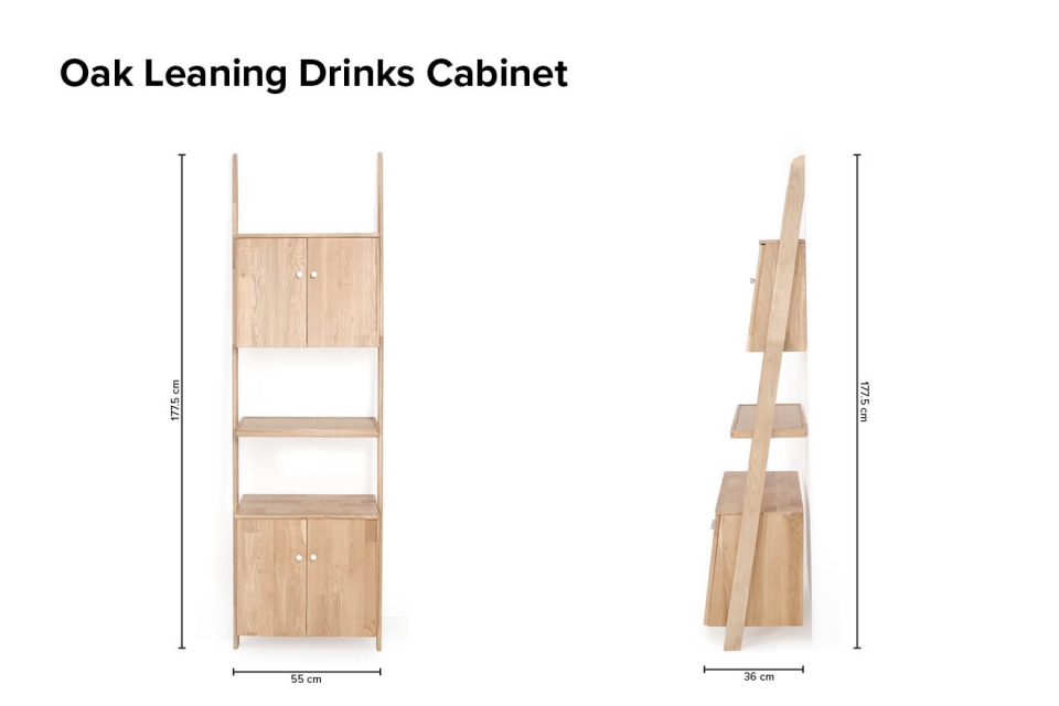 Oak Leaning Drinks Cabinet