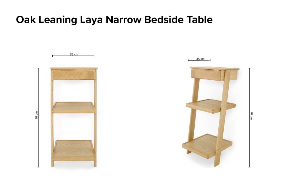 Oak Leaning Laya Narrow Bedside Table
