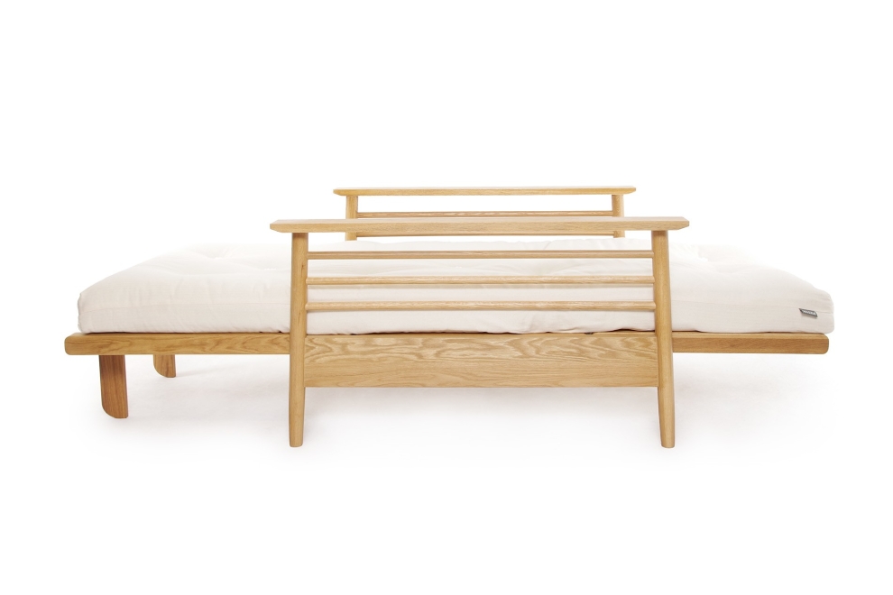 Pagoda - Single Seater Oak Sofa Bed - Unfolded