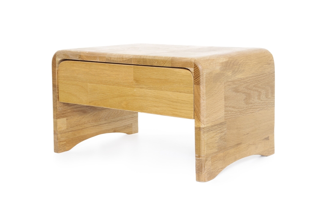FC Oak Curve Bedside Table Slc N