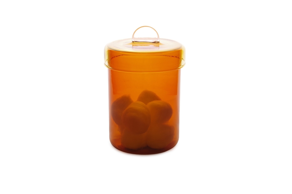 FC Poppett Tall Glass Pot Amber