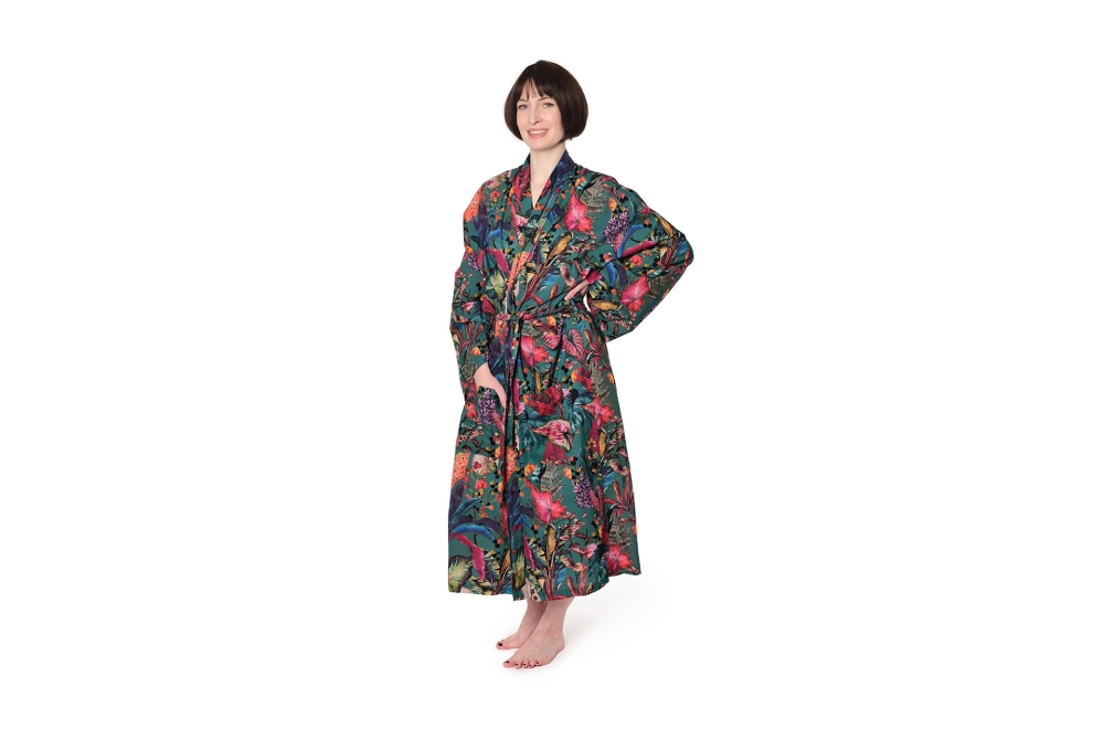 Tropical Cotton Robe (Dark Teal)