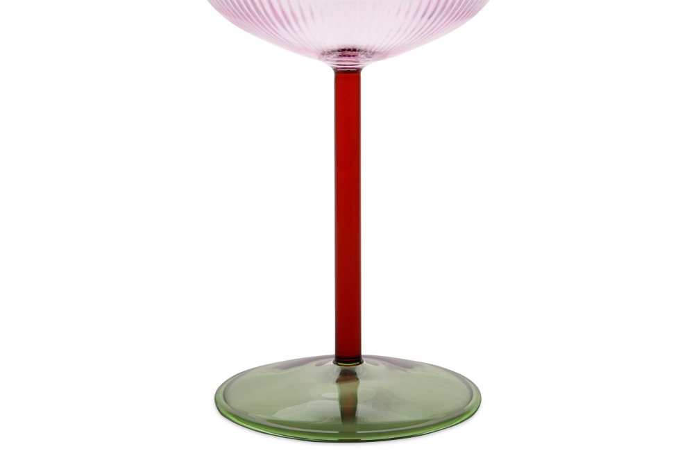 FC Rapallo Wine Glass Pink Amber Olive Green