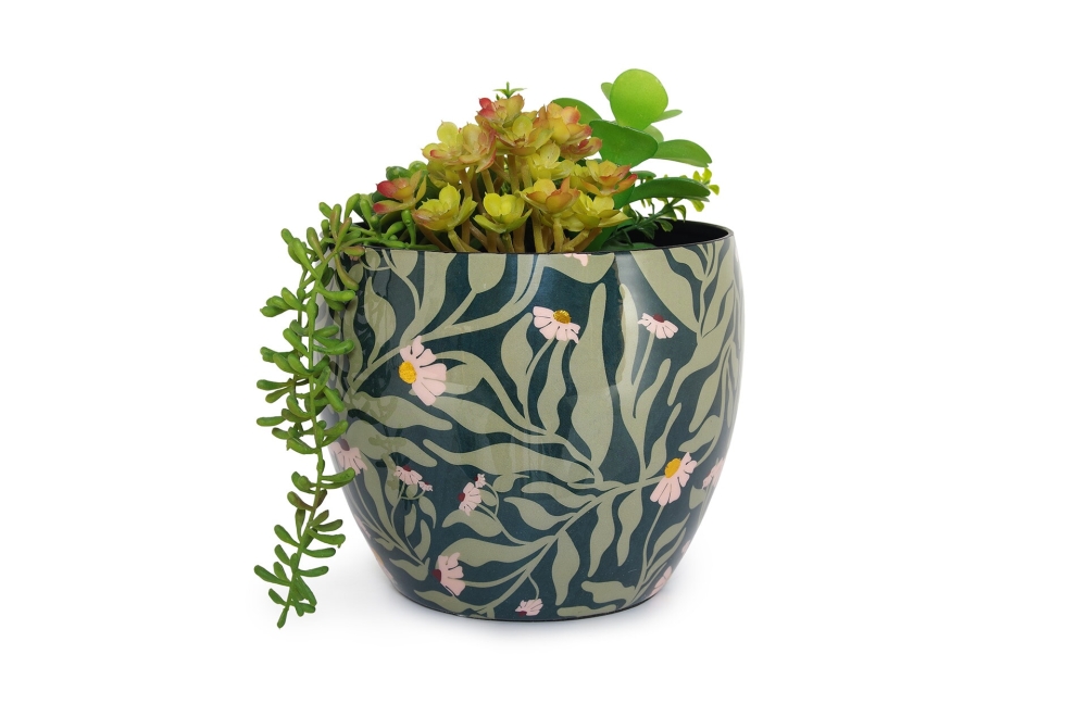 FC Daisies Enamel Plant Pot