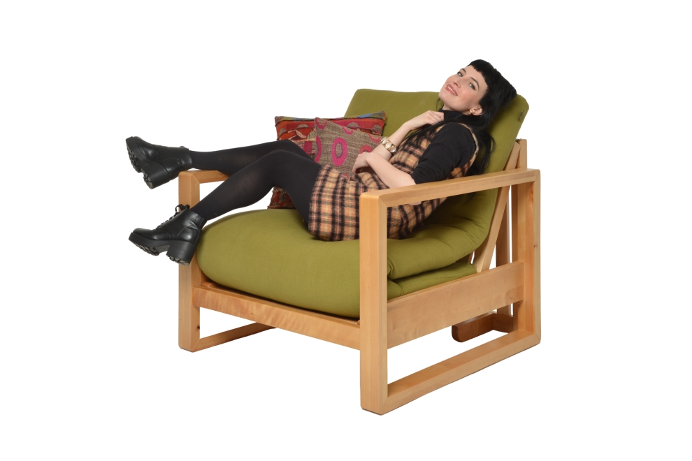 Cuba - Single Seater Birch Sofa Bed -  Aldeburgh Green, angled view