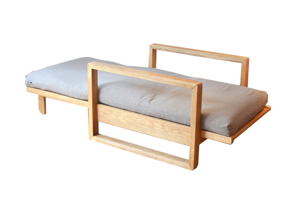 Cuba - Single Seater Solid Oak Sofa Bed - Unfolded