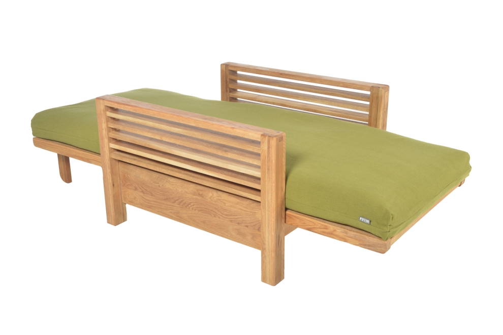 Horizon - Single Seater Oak Sofa Bed - Unfolded