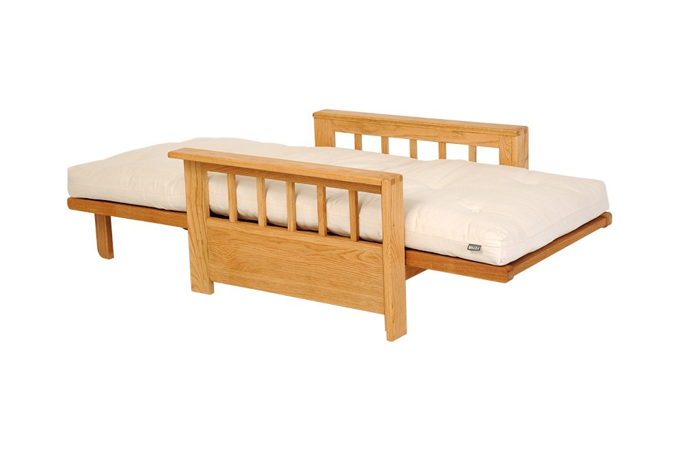 Vienna - Single Seater Solid Oak Sofa Bed - Unfolded, Angled view