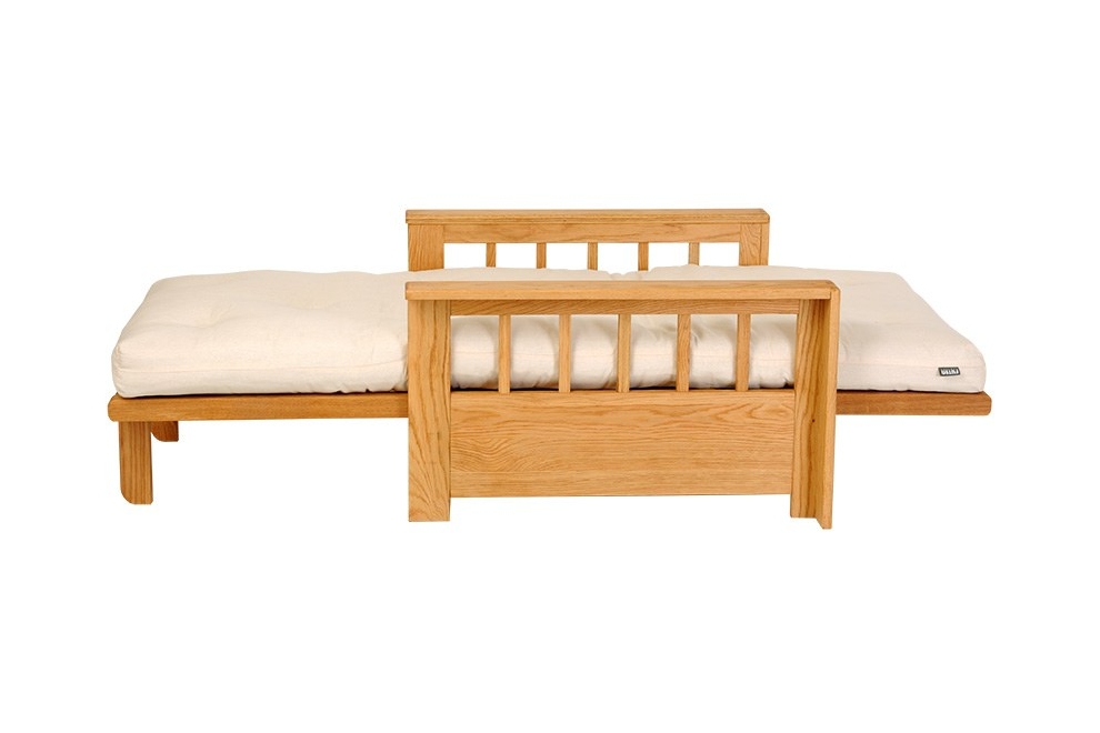 Vienna - Single Seater Solid Oak Sofa Bed - Unfolded, Side view