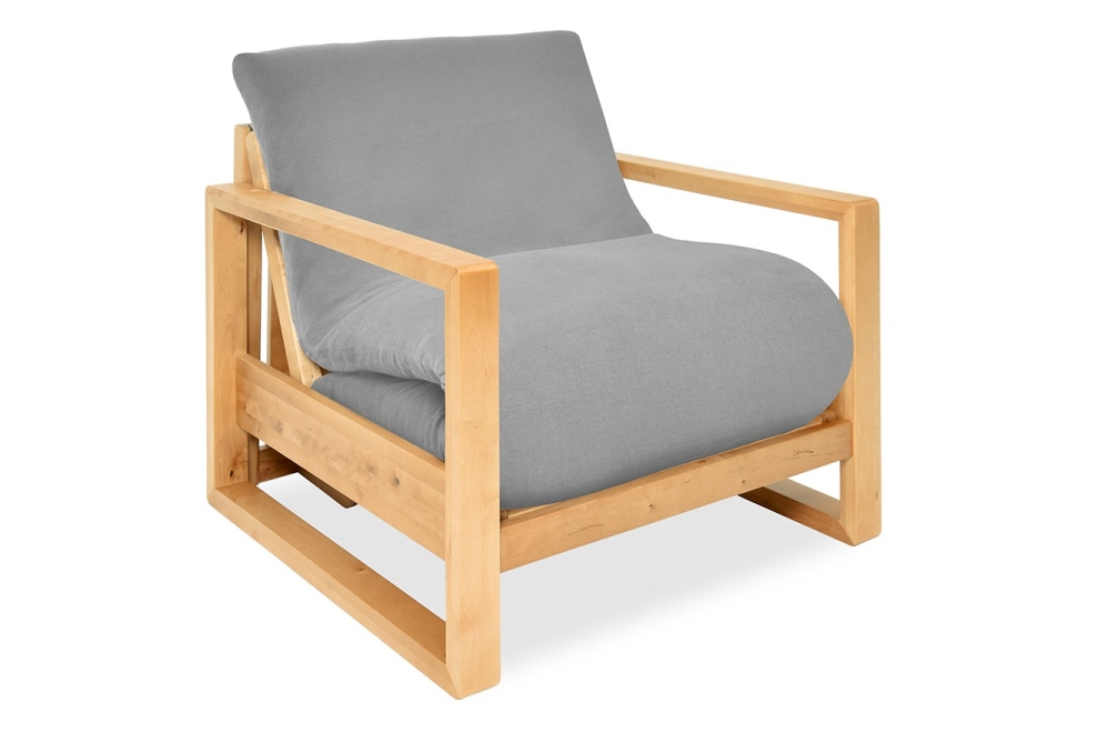 Cuba - Single Seater Birch Sofa Bed -  Handloom Cloud Grey