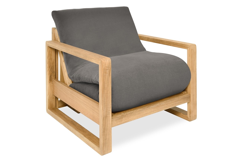 Cuba - Single Seater Solid Oak Sofa Bed - Handloom Charcoal