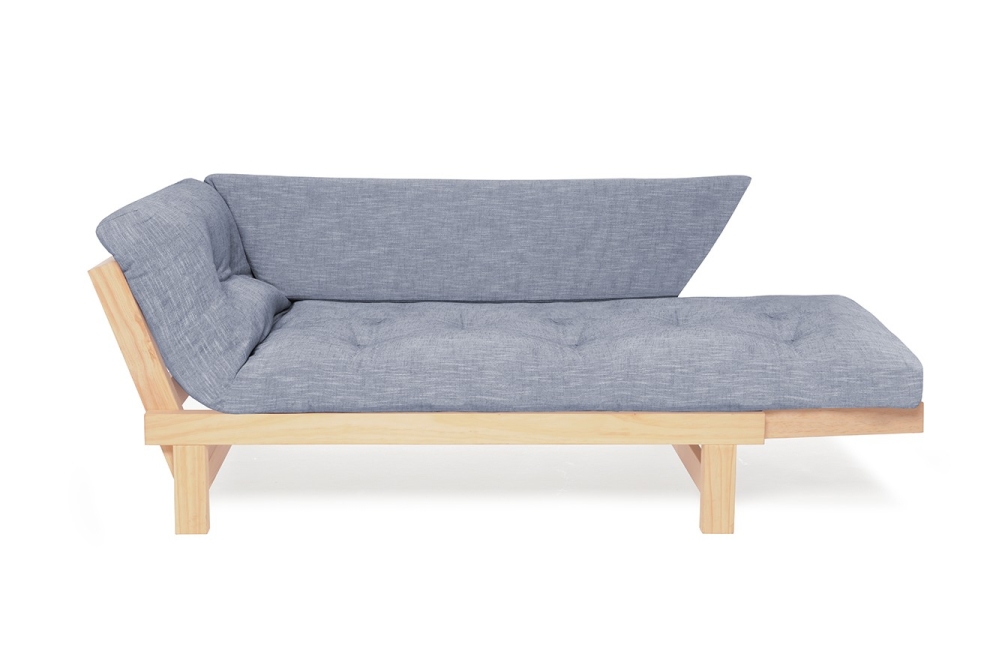 Pine Switch Sofa Bed - Coast Weave Cornish Blue - Partially unfolded