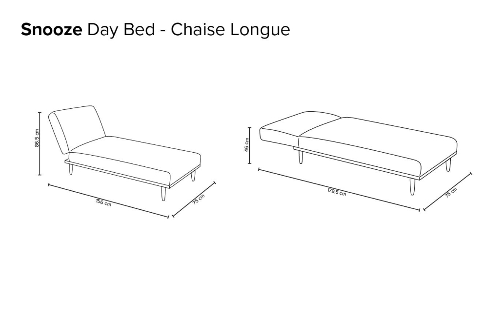 Snooze Sofa Bed (Grey) - Dimensions