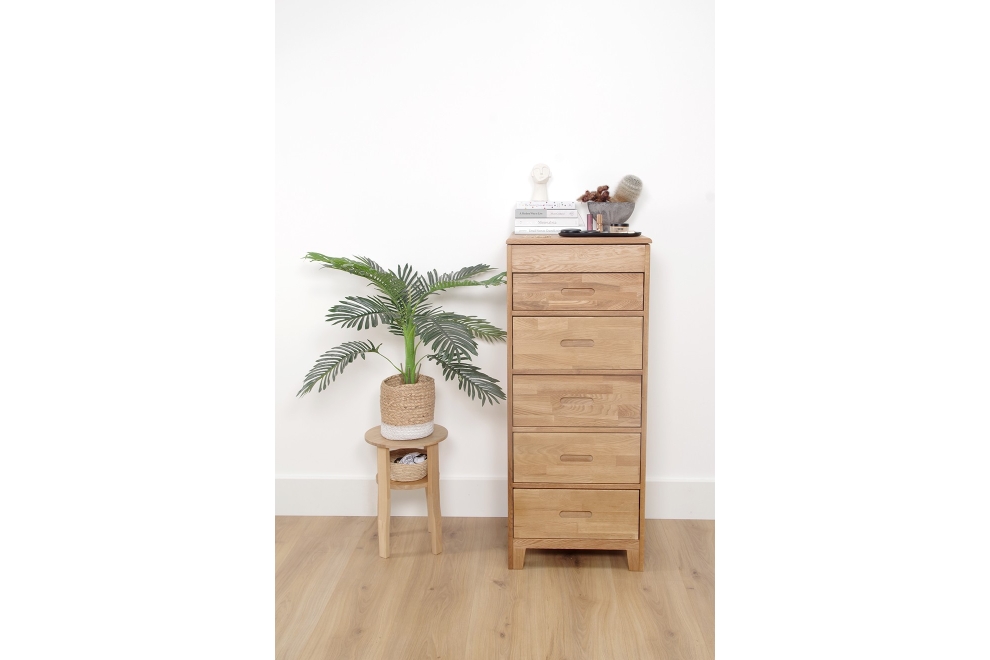 FC Oak Narrow Vanity Chest Of Drawers