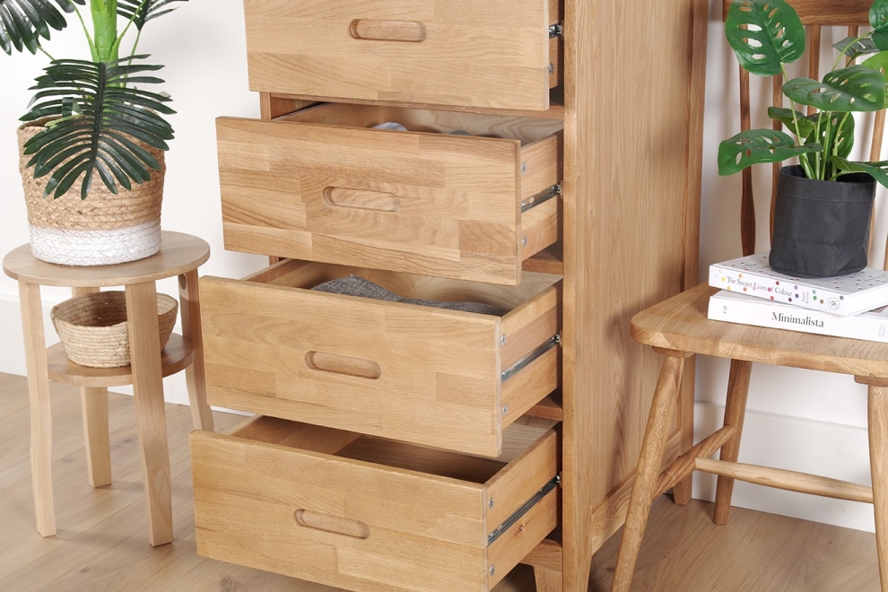 FC Oak Narrow Vanity Chest Of Drawers