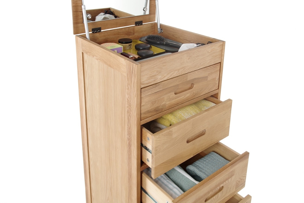 FC Oak Narrow Vanity Chest Of Drawers