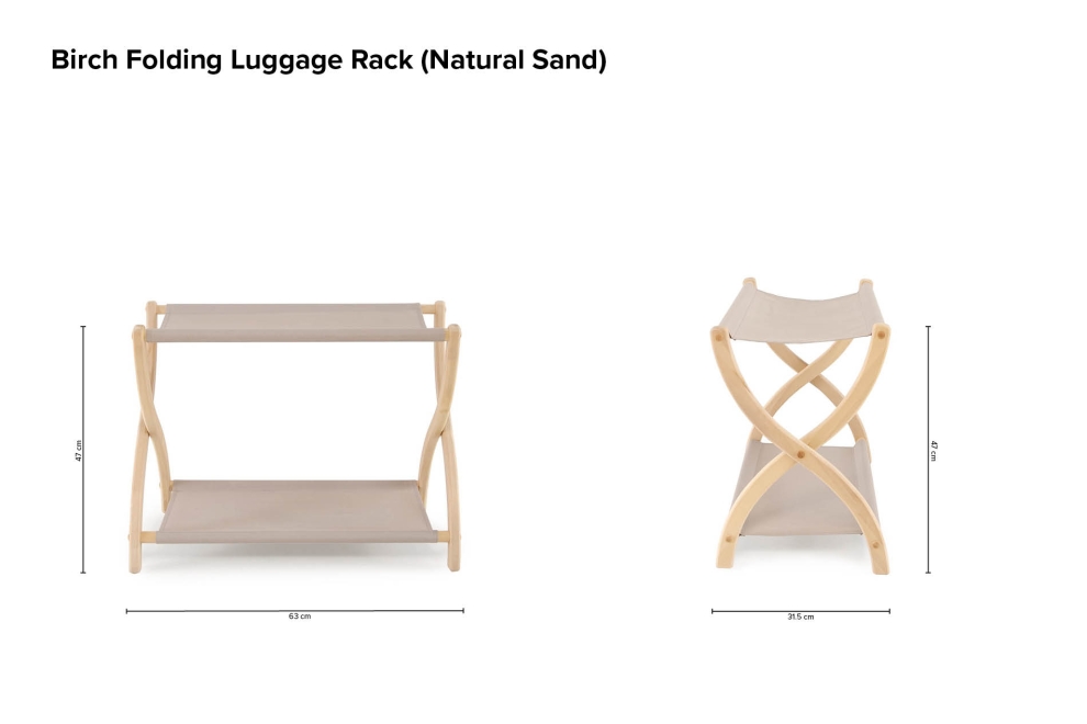 Birch Folding Luggage Rack Natural Sand
