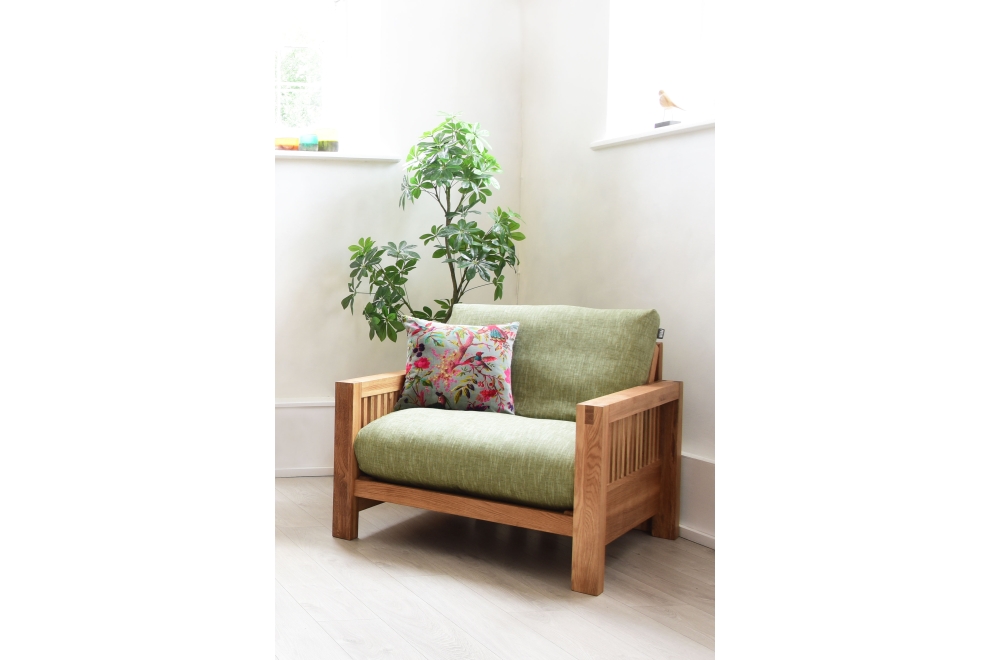 Oke - Single Seater Oak Sofa Bed - Lifestyle